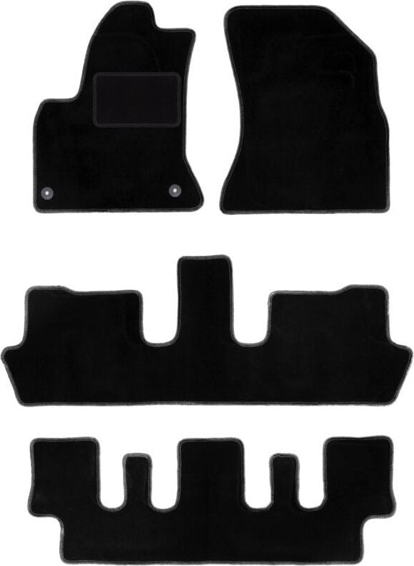Schwarze Veloursmatten für: Citroen C4 Picasso I 7 Personen (2006-2013)