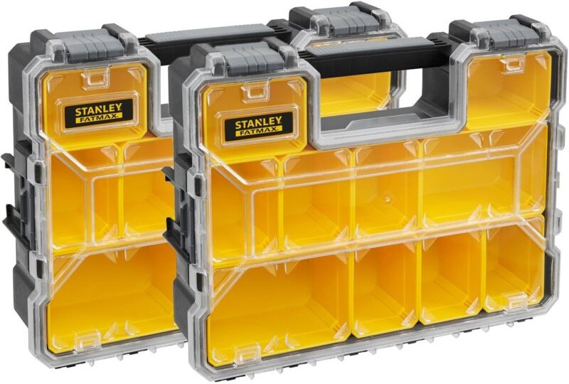 STANLEY Fatmax Set aus 2 wasserdichten Organizer - 10 abnehmbare Fächer, Tragkraft 8 kg