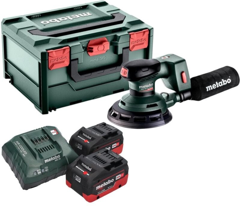 Metabo SXA 18 LTX 150 BL Akku Exzenterschleifer 18 V 150 mm Brushless + 2x LiHD Akku 5,5 Ah + Ladegerät + metaBOX