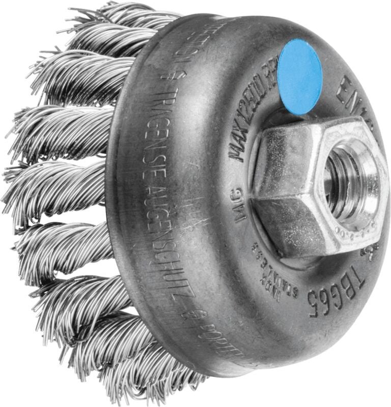 Topfbürste gezopft tbg ø 65 mm M14 Edelstahl-Draht-Ø 0,50mm Winkelschleifer (1) - Pferd