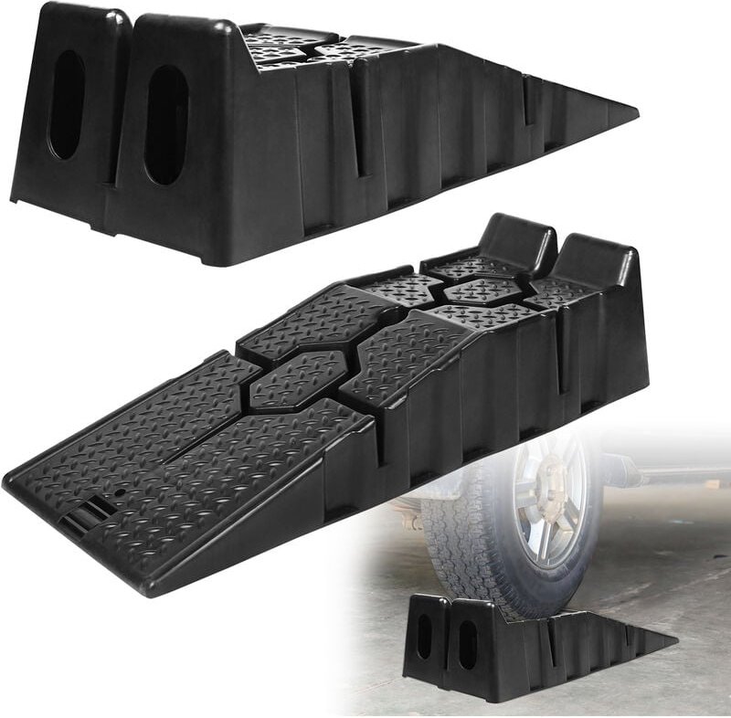 Hengmei - Auffahrrampen Auffahrrampen-Set Kunststoff kfz Rampe bis 2.5 Tonnen KFZ-Auffahrt Plattform Hebebühne mit Überf...