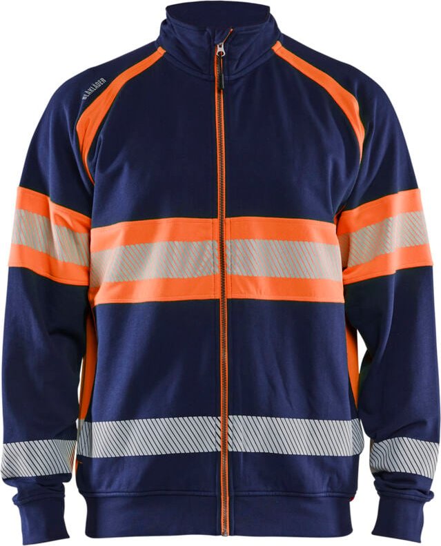 Hochsichtbarer, zipbarer Arbeitssweatshirt 3551 - Marine/Orange XXL