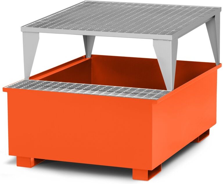 RR Industrietechnik Typ RTA-11 Auffangwannen für IBC aus Stahl mit Abfüllbereich RAL 2004 reinorange