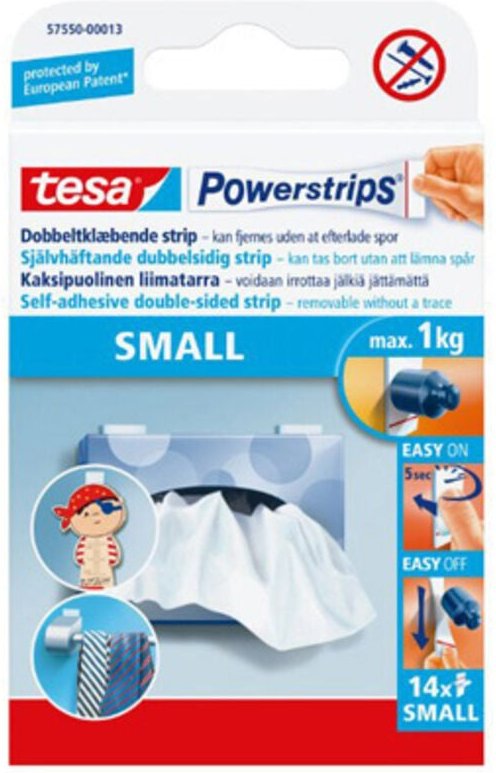 Tesa - Blisterpackung mit 14 kleinen Klebestreifen. 1kg 58560 Powerstrips