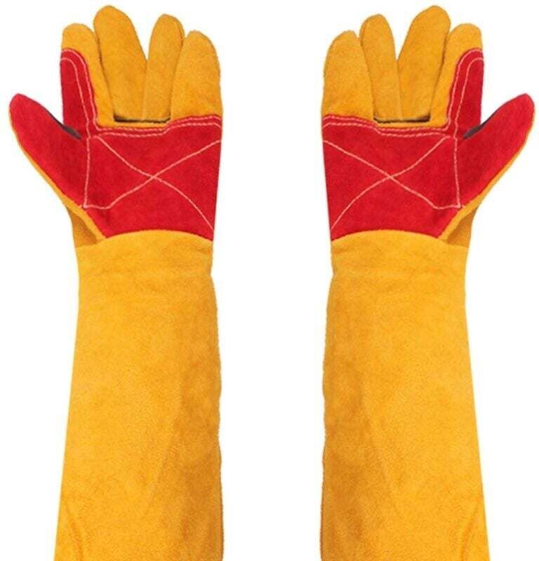 Robuste Schweißhandschuhe mit extra langen 24-Zoll-Ärmeln – hitzebeständig – für Kamin und Gartenarbeit