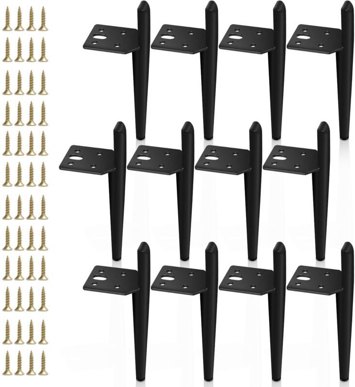 Thumbnail - 12er Set Möbelfüße Tischbeine Sockelfuß Tischfuß Möbel Metall Schwarz Höhe:200 mm - Swanew