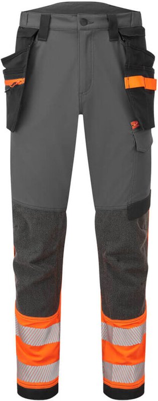 Portwest EV4 Warnschutz Stretch Bundhose Klasse 1 mit abnehmbaren Holstertaschen Regulär Orange 44