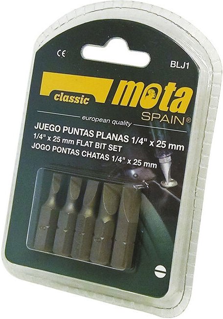 Flachspitzen-Set 1/4, 5-teilig x 25mm Mota Werkzeuge 39184