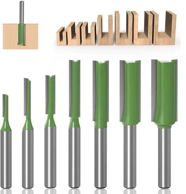 6 mm gerader Fräser, 7-teiliger gerader Fräser, gerader Kantenfräser, gerader Bitsatz, Hartmetall-Holzfräser, Holzbearbe...
