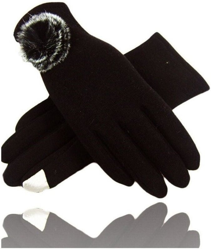 Trade Shop Traesio - Trade Shop - guanti tessututum marrone cotone pon pon pon guanto taglia 8 1/2 glovs fodera pile -