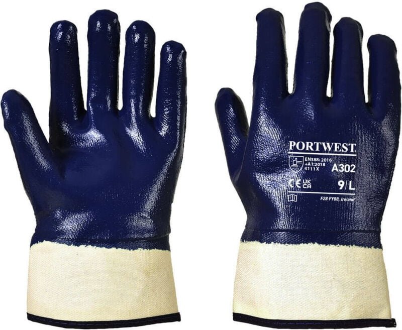 Nitrilhandschuhe vollständig beschichtet, Manschette Marine, 2XL – Größe 11