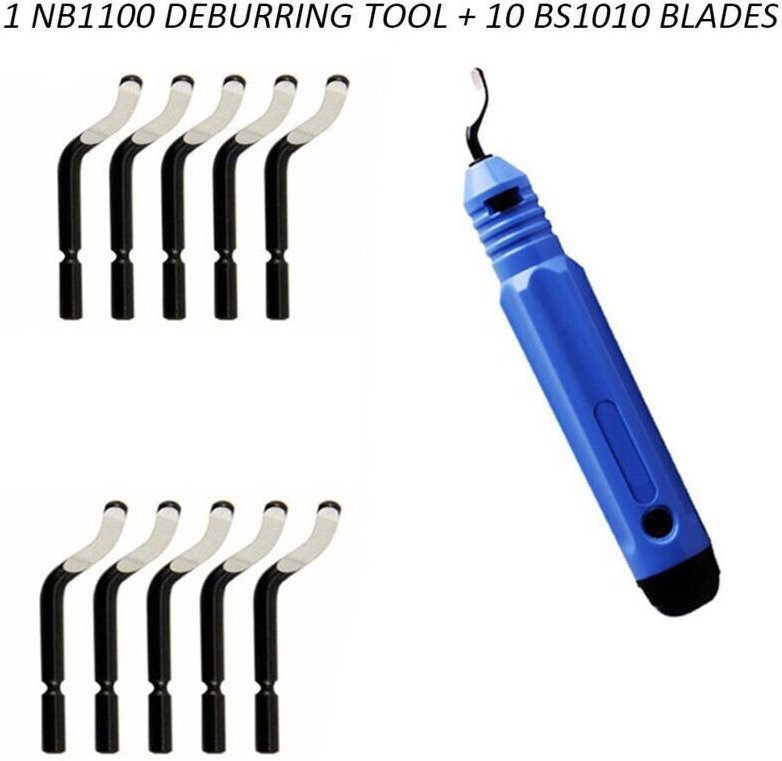 YMYNY Entgratwerkzeug, Gratentfernung mit 10 Ersatzklingen BS1010 Stahl, 360° drehbare Entgratklingen, praktisches Werkz...