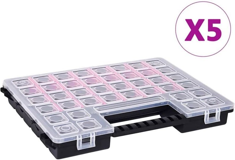Sortimentskästen 5 Stk. Verstellbare Trennwände 385x283x50 mm Vidaxl