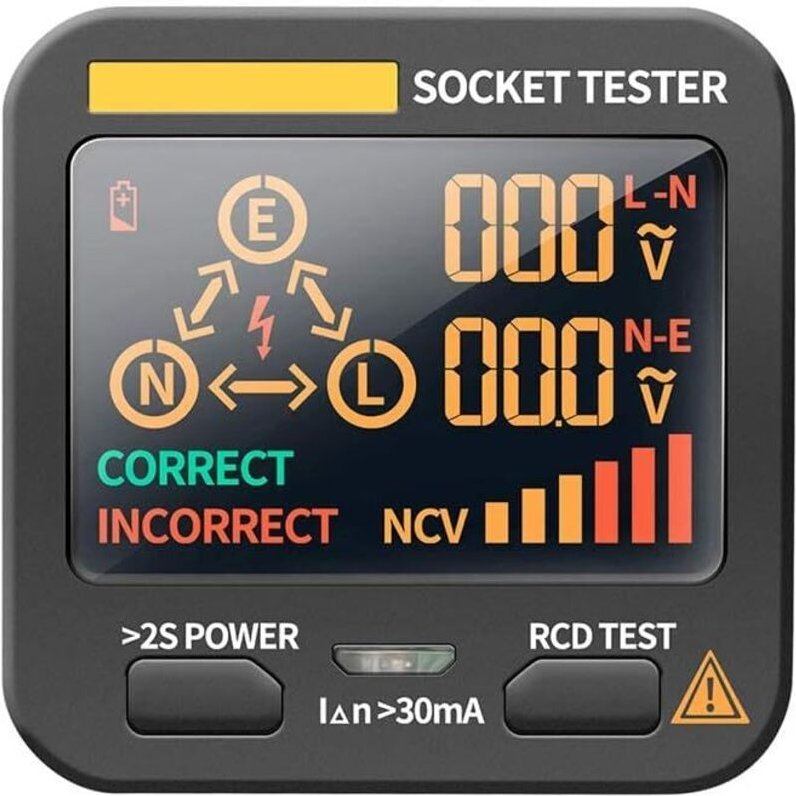Spannungsprüfer, digitales LCD-Display, intelligenter Steckdosentester, EU-Stecker, RCD-Detektor, AC-Steckdose, Polarisa...
