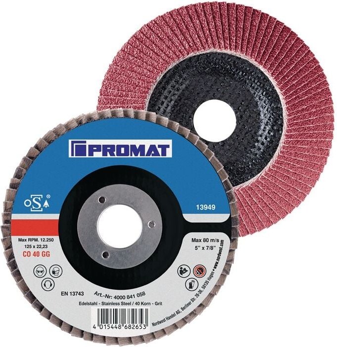 Promat - Fächerscheibe d. 125 mm Körnung 120 gekröpft inox Keramikkorn co