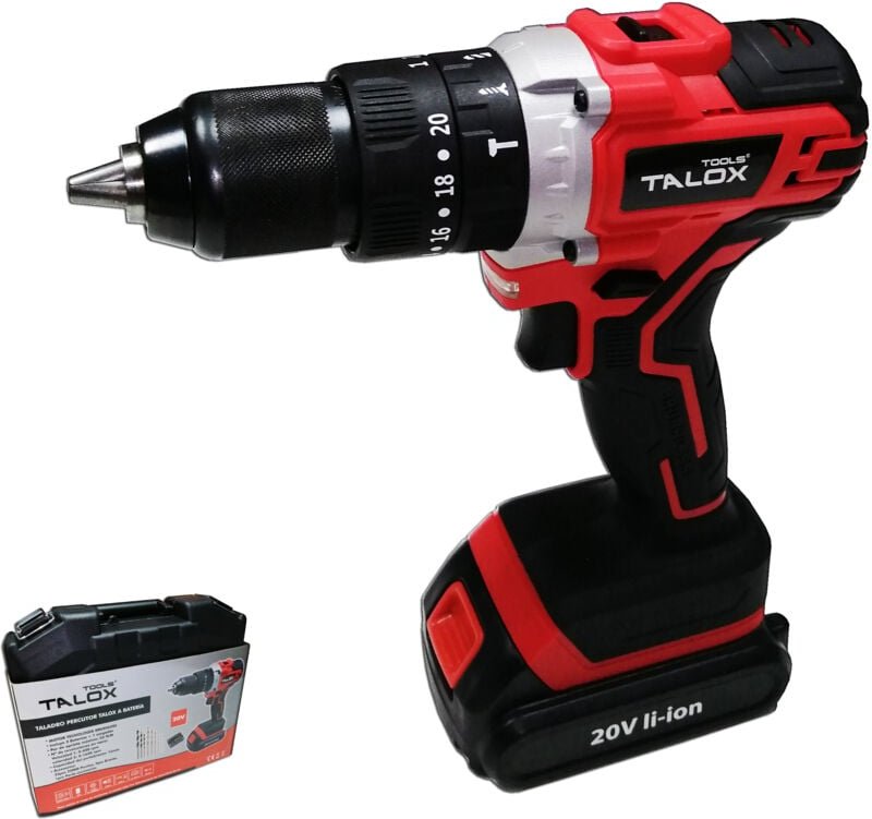 Talox Profi-Bohrschrauber Li-Ionen-Akku 20V 2Ah mit Koffer und Zubehör