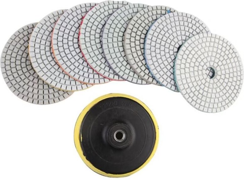 Diamant-Polierscheibe, 9 Stück 4 Zoll (100 mm) Diamant-Polierpads, Beton-Polierpads, Granit-Marmor-Polierpads av30-3000 ...