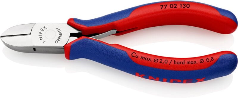 KNIPEX 77 02 130 SB Elektronik-Seitenschneider mit durchgestecktem Gelenk mit Mehrkomponenten-Hüllen 130 mm
