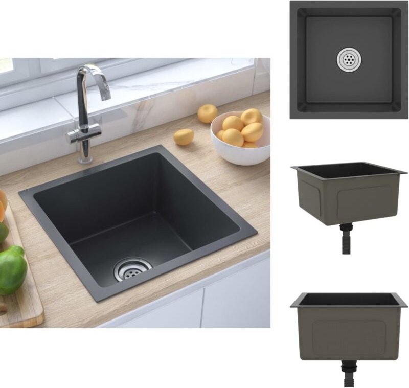 Küchenspülen & Spülbecken - Living Handgemachte Einbauspüle Schwarz Edelstahl - Schwarz