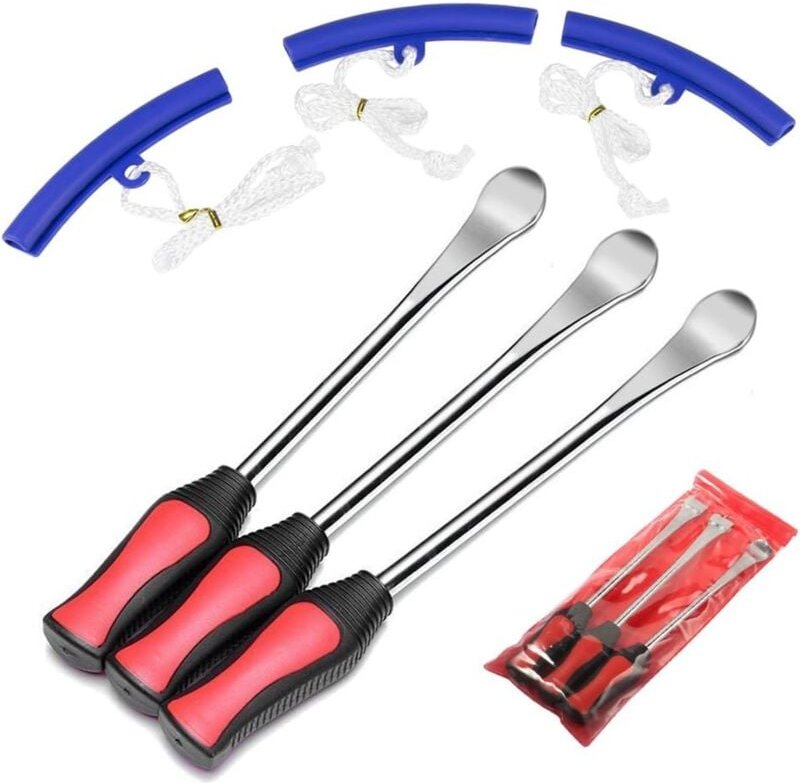 Ersandy - Löffel-Reifenheber-Werkzeug, 3 Löffel, pneumatisches Hebelwerkzeug mit 3 Felgenschutz für Auto- und Motorradzu...