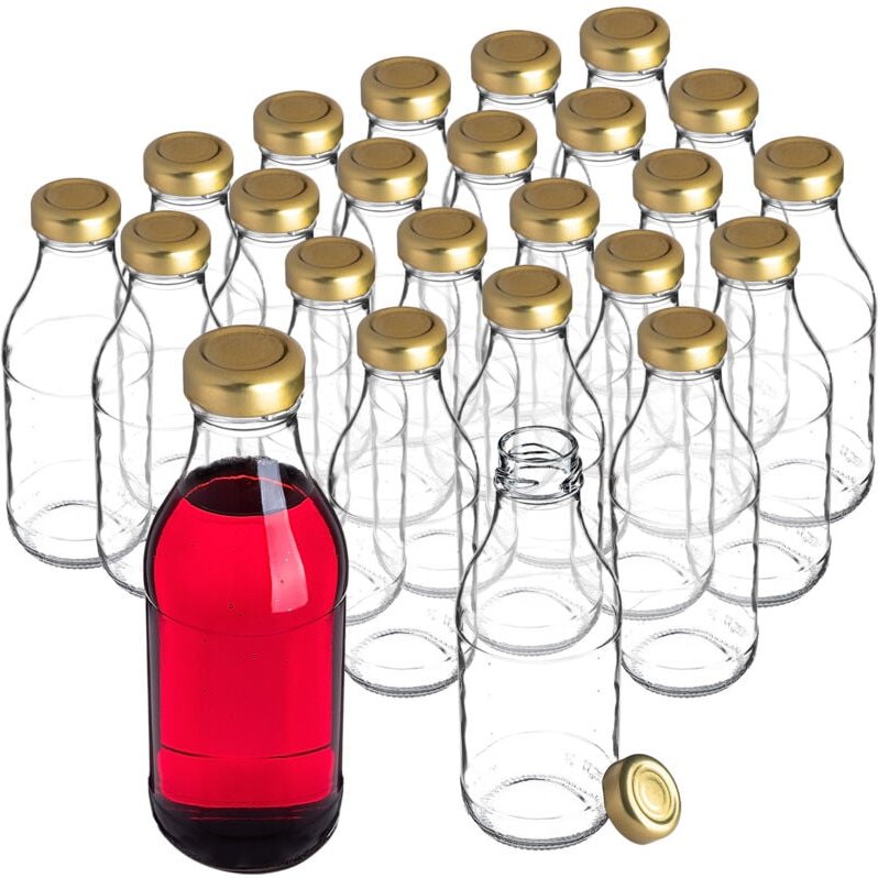 KADAX Glasflaschen mit Schraubverschluss, Saftflaschen, 330 ml, 24 Stück