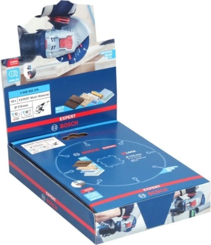 Bosch 10x Trennscheibe de EXPERT Hartmetall-Multirad, X-Lock (für Hartholz, genageltes Holz, Ø 115 mm, Profizubehör Klei...