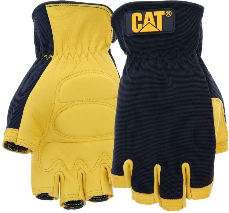 CAT fingerlose Handschuhe aus Leder Gel-gepolstert Gelb XL
