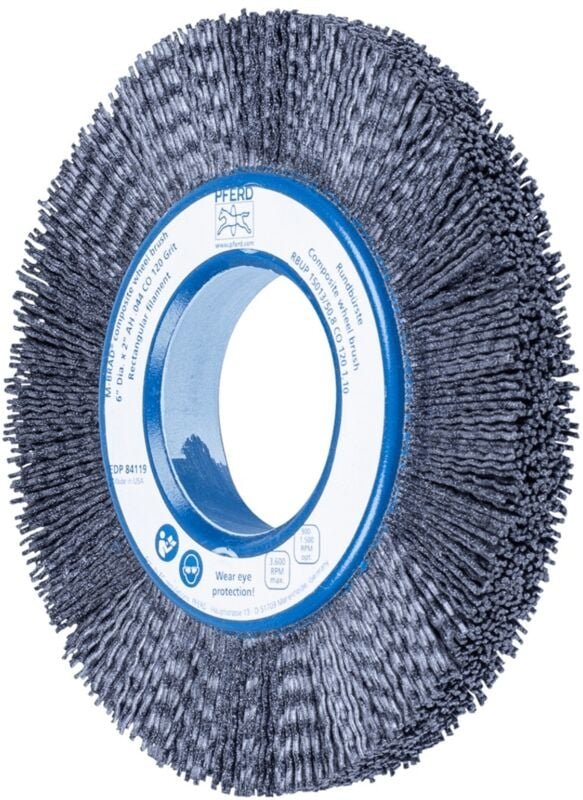 PFERD TOOLS COMPOSITE Rundbürste RBUP Ø 150x13x50,8 mm Bohrung Keramik-Filament-Ø 1,10mm Korn 120 stationär