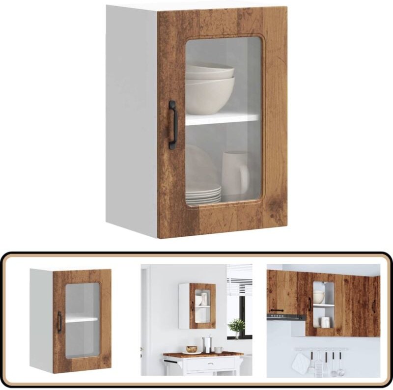 Küchen-Hängeschrank mit Glastür Altholz-Optik Holzwerkstoff - Vidaxl