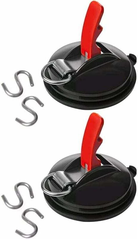 2 Stück Saugnapf mit 4 Stück S-Haken, multifunktionaler Saugnapf Camping, extra starker Saughaken, Befestigung, Saugnapf...