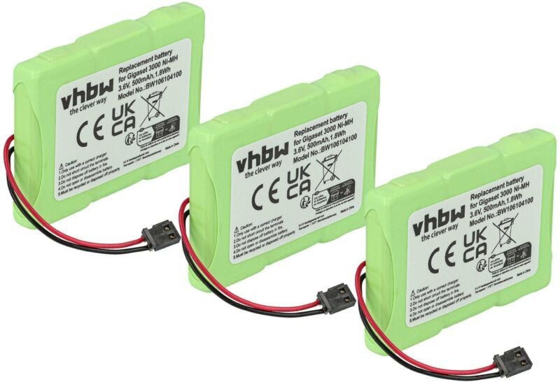 Vhbw - 3x Akku kompatibel mit Siemens Gigaset 3000 Micro, 3015 Micro, 3010 Micro schnurlos Festnetz Telefon (500 mAh, 3,...