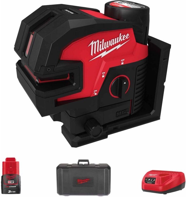 Laser-Wasserwaage Milwaukee M12 CLL4P-301C 12V 3Ah
