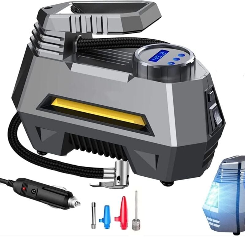Reifenfüller-Luftkompressor mit digitalem LCD-Druckmesser, tragbarer Auto-Luftkompressor mit LED-Licht und Aufladen über...