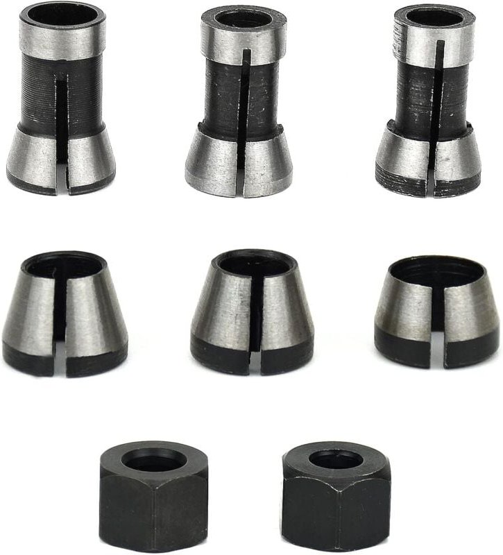 Thumbnail - 6-teiliges Fräserfutter, 6 mm, 6,35 mm, 8 mm Spannzangenfutter, Fräserfutter für die Holzbearbeitung, Oberfräsenspannzan...