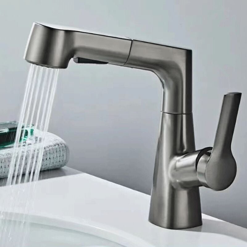 Küchenarmatur mit ausziehbarer Brause, Küchenmischbatterie mit ausziehbarer Brause, 360° schwenkbare Küchenarmatur, erhä...