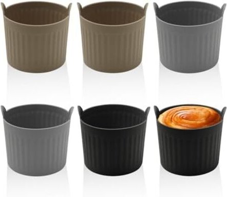 Csparkv - 6,5 x 6,6 cm, 6 Stück Tablett-Cups, Muffin-Formen, Silikon-Kuchen-Cups, Luftfritteuse, Wasser-Eier-Formen, Bac...