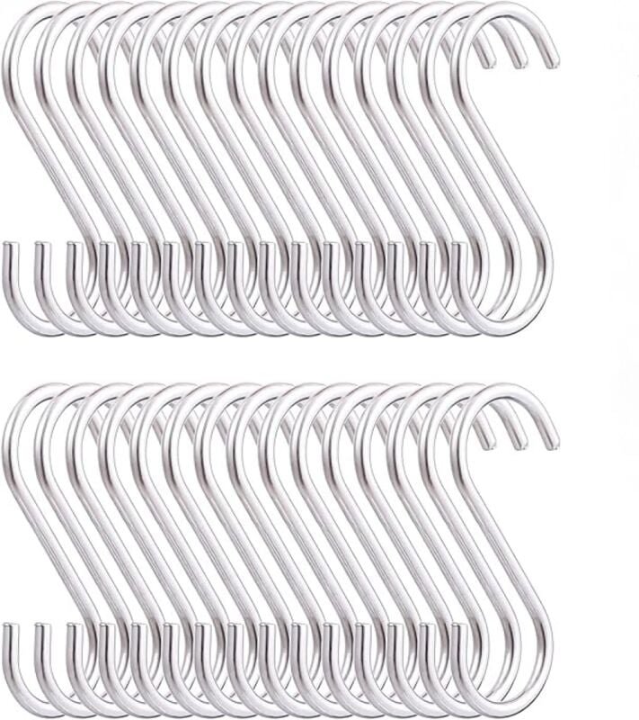 Shining House - S-Haken zum Aufhängen, 30 Packungen, robuster Edelstahl-Haken, für Küche, Outdoor, Garten, Haken, zum Au...