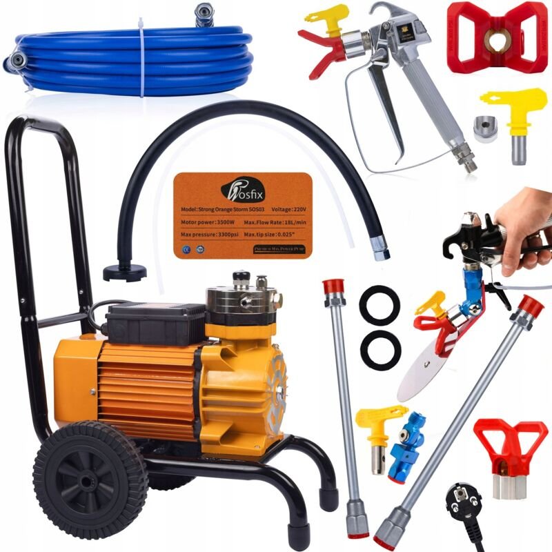 Thumbnail - Rosfix Lackiereinheit Rosfix Strong Blue Storm SBS03 3500W 22MPA 18L/min Farbschneider für Lackiereinheit + Düse und Abd...