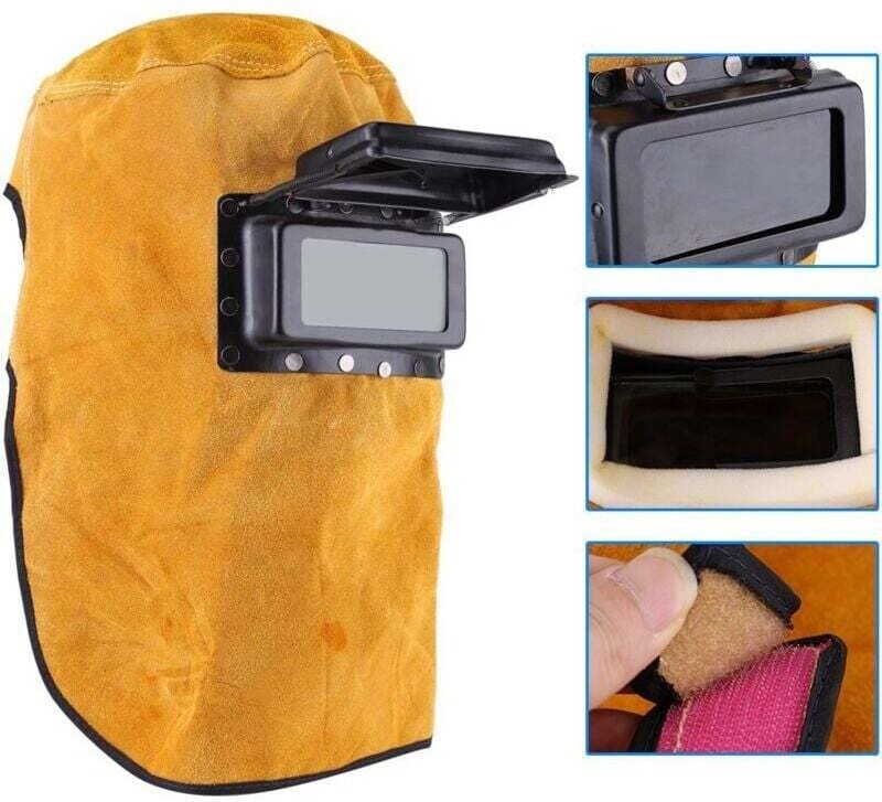 Verdunkelnder Schweißhelm mit Linse, atmungsaktiver Schweißhelm mit hochklappbarer Abdeckung, Schweißabsorption, bequem