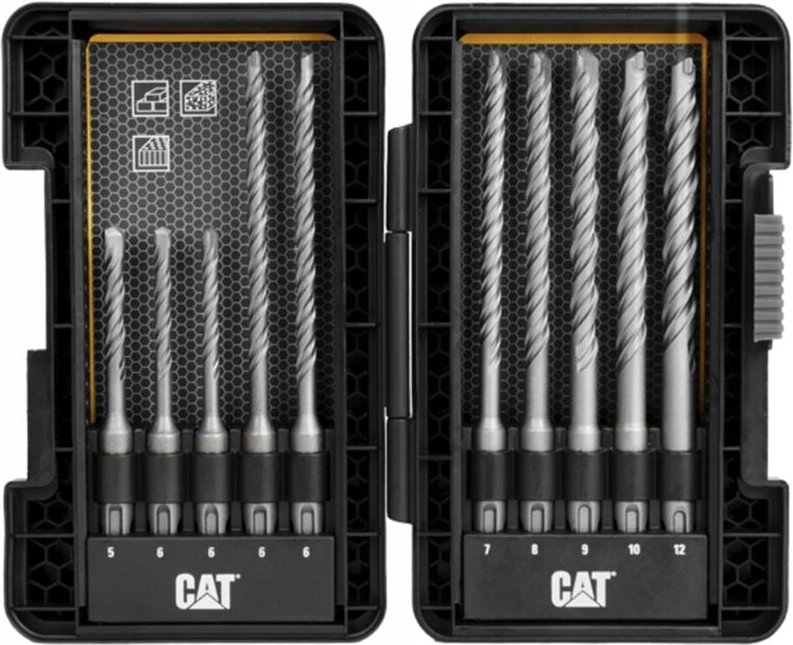 SDS Plus CAT DA03901 Bohrer-Set, 10-teilig, Chrom-Vanadium-Stahl