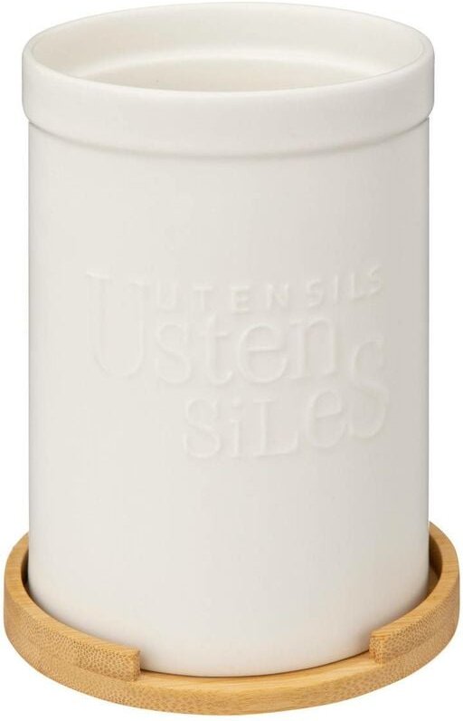 5five Simply Smart - Utensilientopf bambusdeckel naturéo aus weißer keramik - 5five