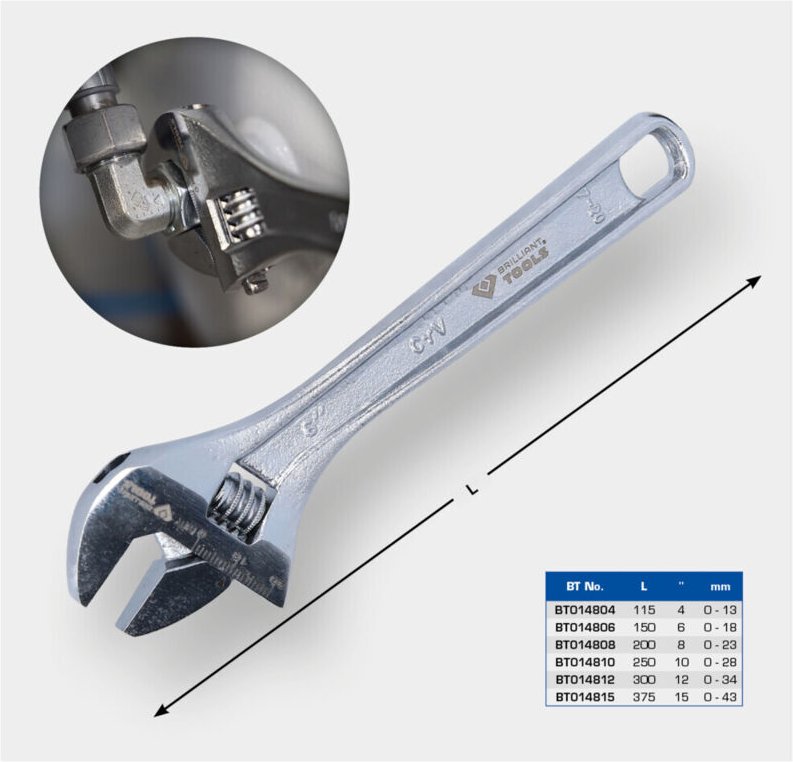 Brilliant Tools BT014810 Rollgabelschlüssel 10'', 0 - 28 mm