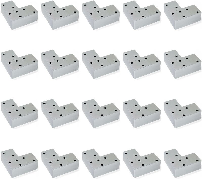 Lot von 20 Möbelfüße Alumix 8, Höhe 24mm, Kunststoff, Silbergrau - Emuca