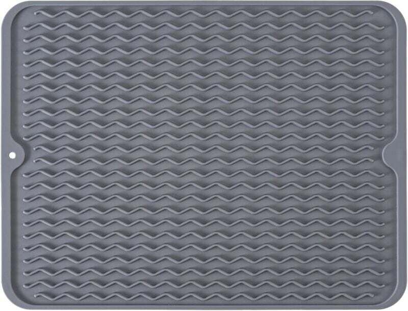 1Pc Tappetino per asciugare i piatti, Tappetino per scolapiatti in silicone grigio scuro Tappetino per accessori da cuci...