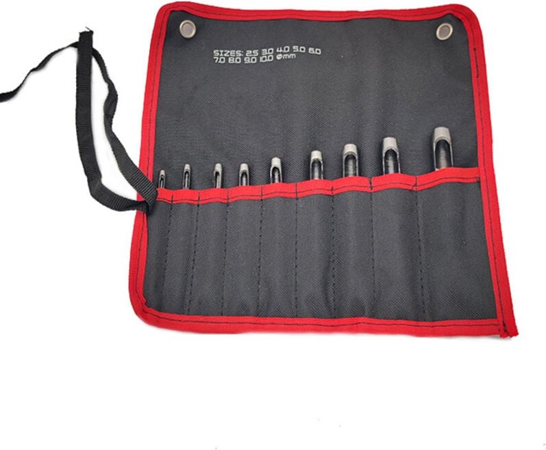 9-teiliges Lederlocheisen, 2,5–10 mm, Lederlocheisen, rund, Stahl, Hohllocheisen für Gürtel, Uhren, Dichtungen, mit Aufb...