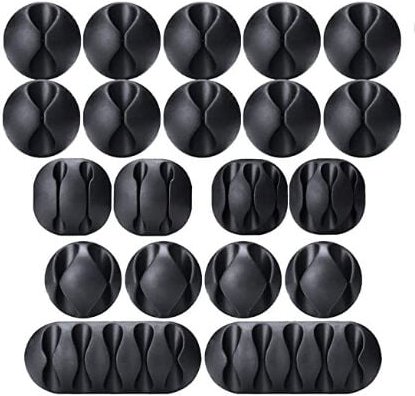 20 Stück Kabelklemmen, Kabelhalter, Mehrzweck-Kabelmanagement, Kabel-Organizer-Set für Schreibtisch, Stromkabel, USB-Lad...