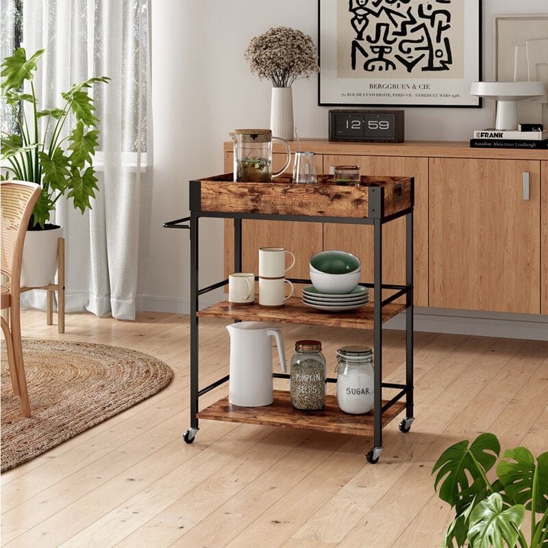 Vicco - Servierwagen Fyrk, Eiche rustikal, 65 x 84.5 cm