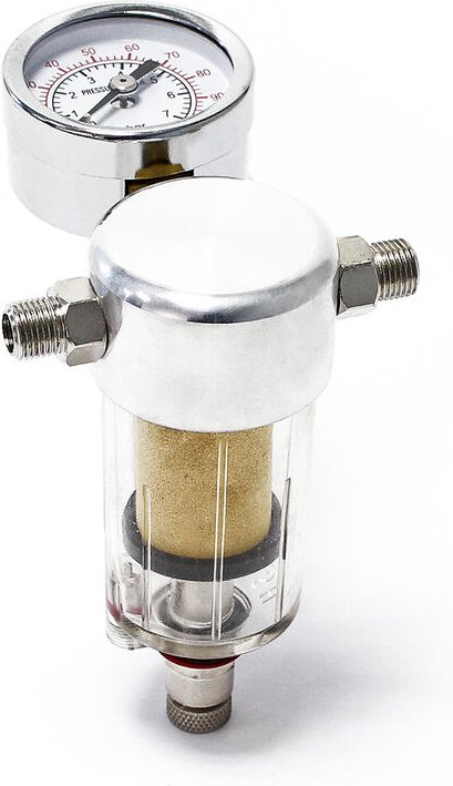Airbrush Kompressor Minifilter, 9,51 mm Gewinde (1/8'), Luftfilter mit Wasserabscheider und Manometer, Airbrush Zubehör ...