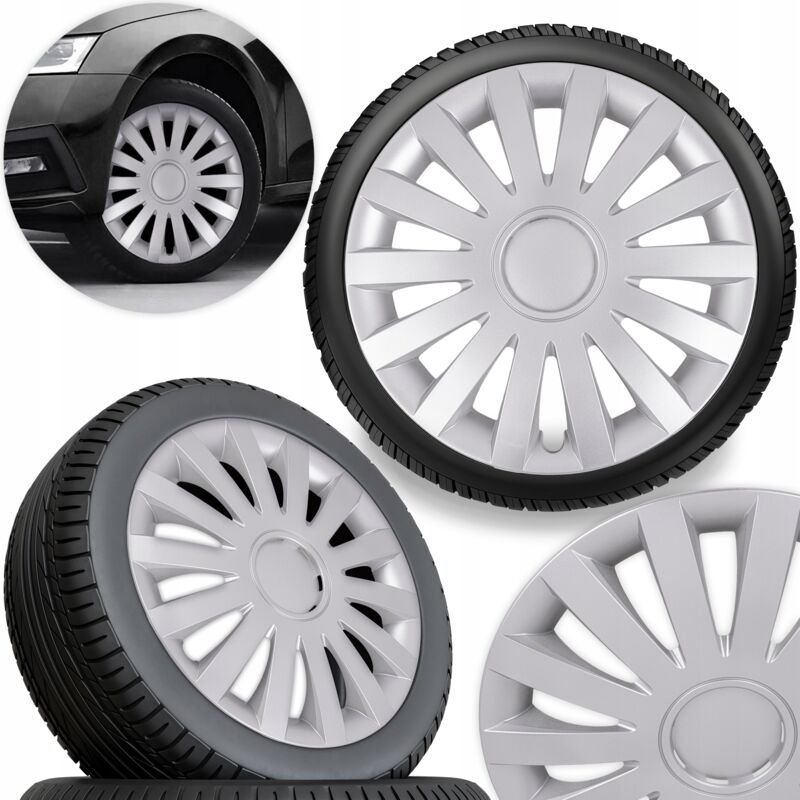 15" Universal Radkappen Für Stahlfelgen Silbergrau 4er Set