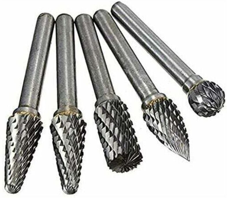 Thumbnail - Diamantfräser, 5 Stück, 6 mm Schaftkopf, Wolframkarbid, Doppelschnitt-Rotationsfräser-Set für die Holzbearbeitung, Gravu...